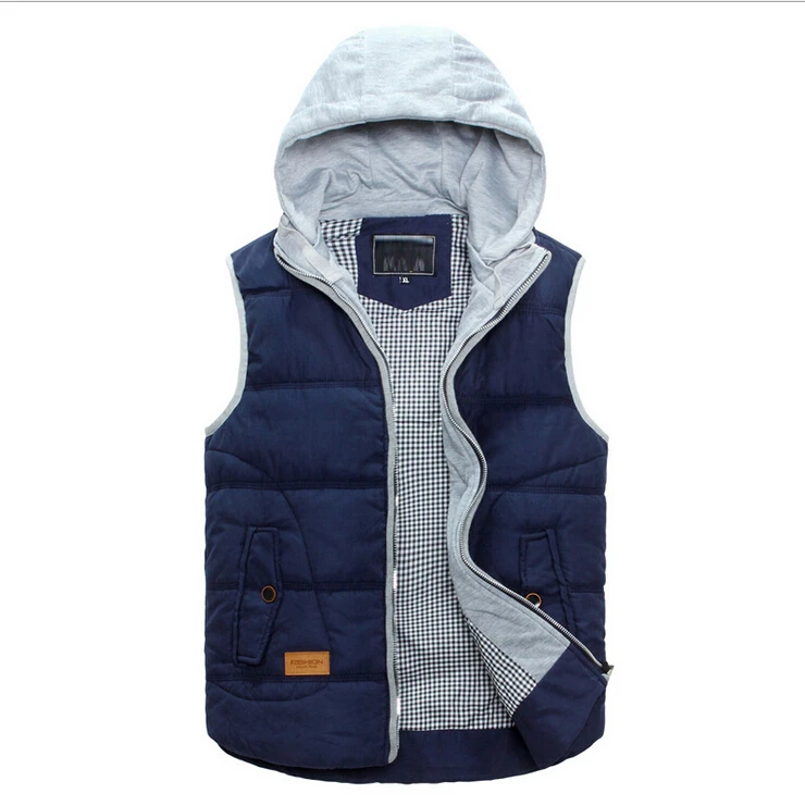 Mens hooded vest 2015 new winter vest men Warm Man's outdoors down jacket Fashion Waistcoat