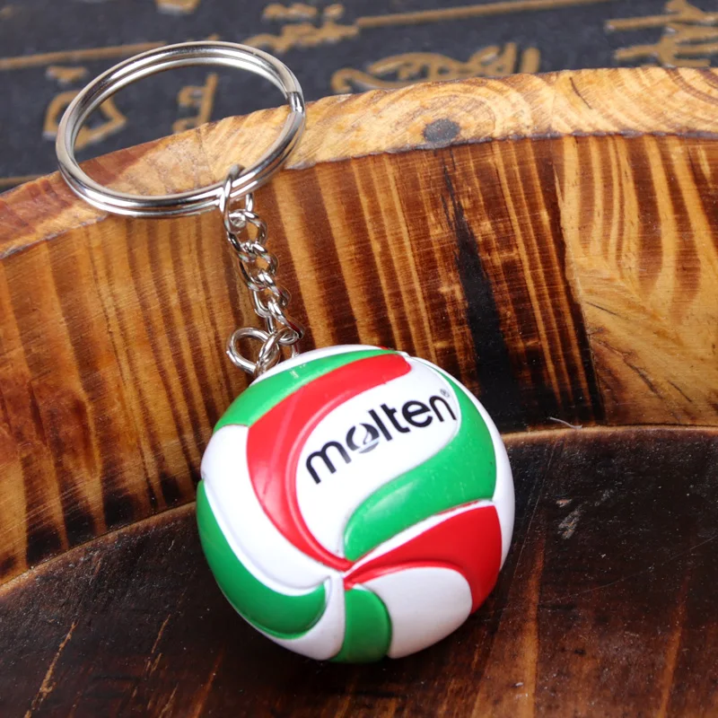 

2pcs/lot Sport outdoor tools Beach Volleyball PVC Keychain key ring Football &Basketball Beach Ball Key Ring birthday gifts