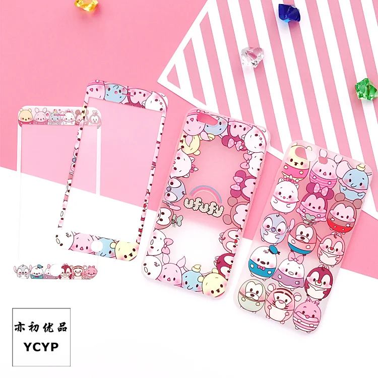 cute animal For iPhone 8 case &amp tempered glass color film for 7 6 6s plus mouse phone cover couple gifts 7plus |