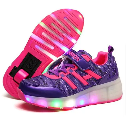 2016 Children Heelys Led Light Kids Fashion Sneakers With Two/One Wheels Ultra-Light Skate Roller Shoes Boys Girls Shoes 30-40