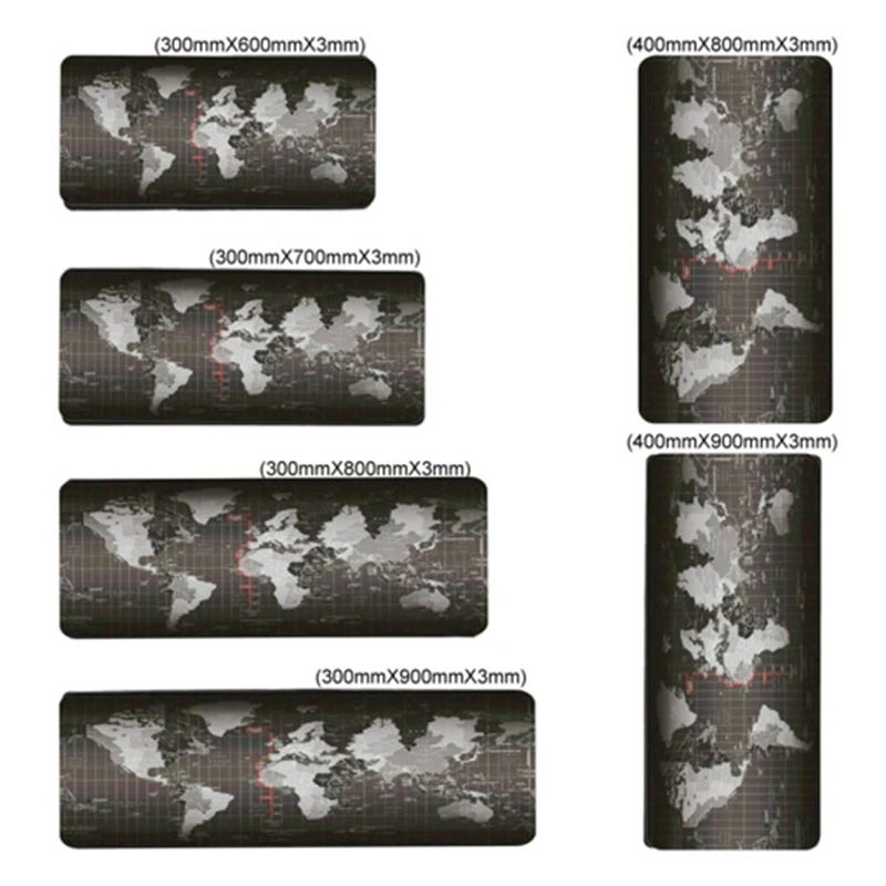 

400X900X3mm Large Mousepad 5 Sizes Black World Map Gamer Mouse Mat Computer Extended Mouse Mat for LoL Dota Gaming