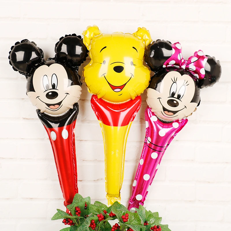 20 штук Baby shower Для мальчиков и девочек ручной надувные шары Mickey Minnie Winnie м/ф Винни-Пуха и ручной шарик из фольги в форме День рождения украшения для детей