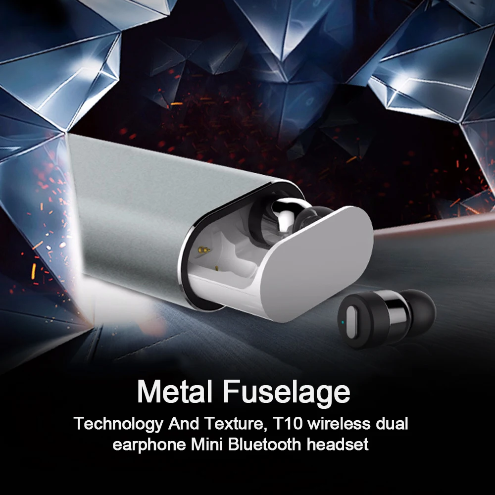 Beste TWS T10 Draadloze Bluetooth Oortelefoon Sport Stereo Mini Bluetooth Hoofdtelefoon 2000 mah Power Bank Oplader Voor Telefoon Iphone Xiaomi