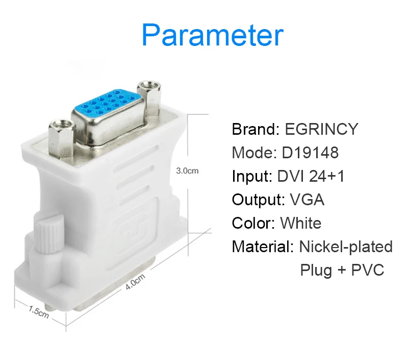 EGRINCY 1080P DVI-I 24+ 5 к VGA адаптер DVI Мужской к VGA Женский конвертер цифровой видео кабель адаптер для ПК, мониторы и ТВ-проектор