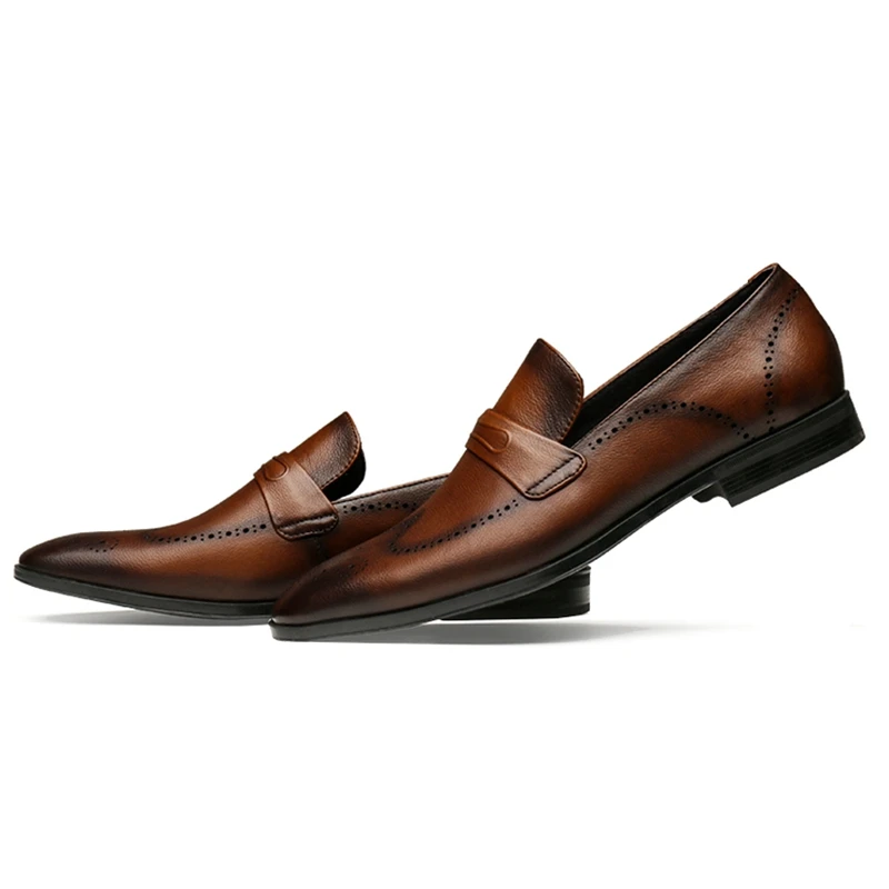 Летние дизайнерские человек повседневная обувь из натуральной кожи резные дышащие мокасины ручной работы Марка Для мужчин; грубые башмаки JS264