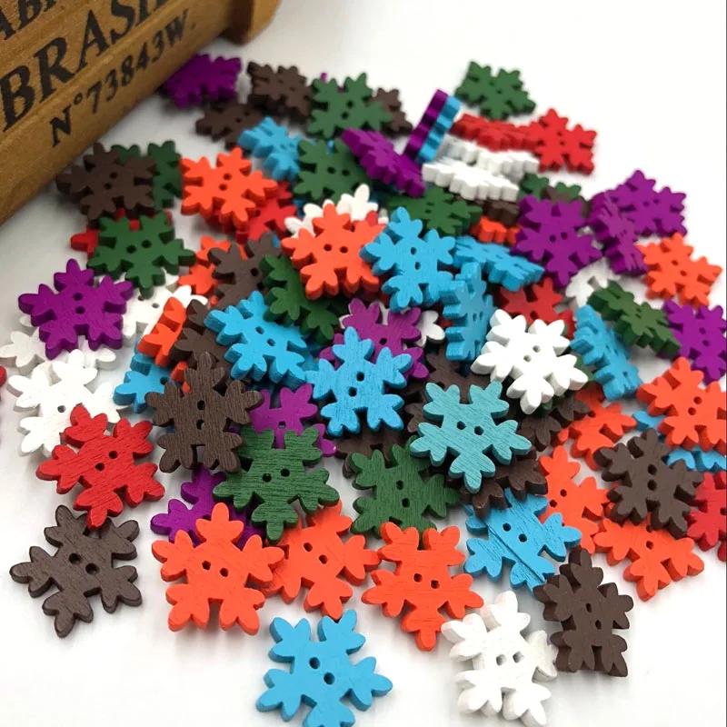 New 50/100pc Merry Christmas Snowflake Wood Buttons Sewing Mix Lots 18 mm WB196 | Дом и сад