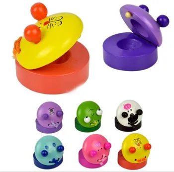 

1Pc Mini Wooden Castanet Toys For Kids Cheap Children Toy Musical Instrument style Color