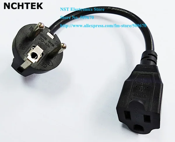 

NCHTEK Europe Male to US 3Pin Female, Eu to 5-15R Female Power Adapter Cable About 30CM/Free Shipping/5PCS