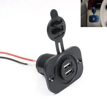 

Black Dual USB 5V 2.1A Charger Fast Charging For Phone Ipad 12V 24V For Car Boat Truck Motorbike