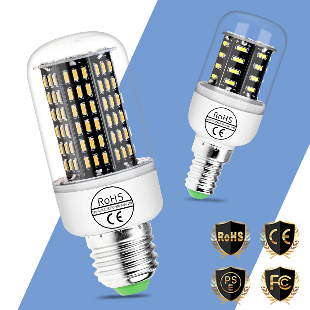 

E27 LED Lamp E14 LED Corn Bulb 4014 SMD Bombillas Led 220V Corn Light For Home Chandelier 38 55 78 88 140LEDs Lampara AC85-265V