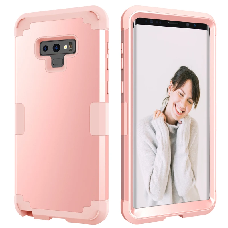 Rose Gold Для samsung Note9 чехол для задней панели безопасный противоударный силиконовый чехол для телефона для samsung Galaxy note8 3 в 1 полный защитный чехол - Цвет: Rose Gold