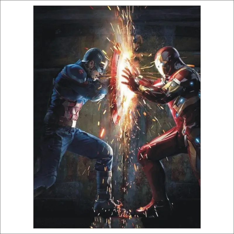 

5D DIY Diamond Painting Avengers Captain America and Iron Man Full Square Diamond Mosaic Marvel Superhero Home Decor Gift T423