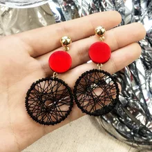 2019 großen Böhmischen Ohrringe Frauen Große Runde Hohl Tropfen Ohrringe Feine Schmuck pendientes largos Europäischen Mode Stil 1E283(China)