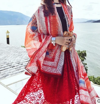 

Hot Retro Lady Soft Long Neck Large Scarf Wrap Shawl Sun Product Block Beach New Folk Wraps