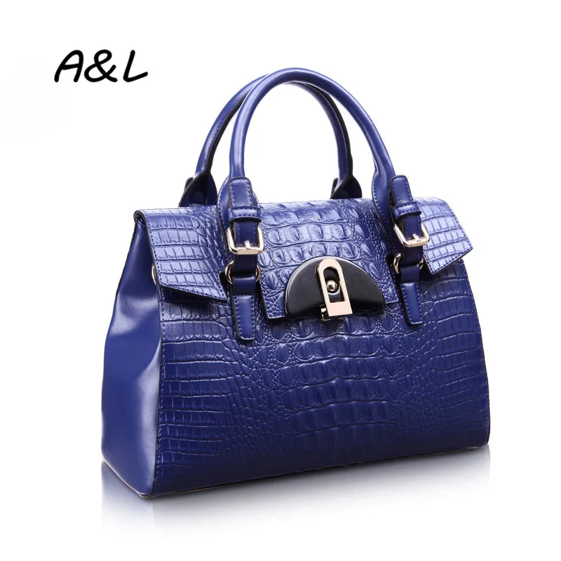 

2016 Women Brand Genuine Leather Handbag Lady Fashion Business Tote Female Luxury Crocodile Pattern Shoulder Messenger Bag 0047