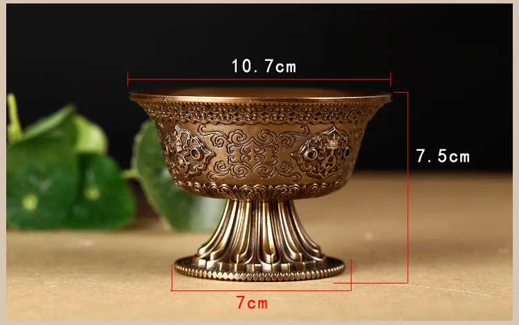 Восемь благоприятных чаш для подачи воды, изысканная Чистая медь, антикварная чашка для подачи воды, буддийские храмы, диаметр 9,5 см