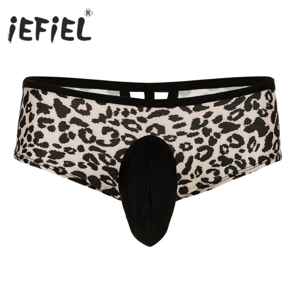 Mens Lingerie Jockstraps Panties Gay Sexy Leopard Print Low Rise
