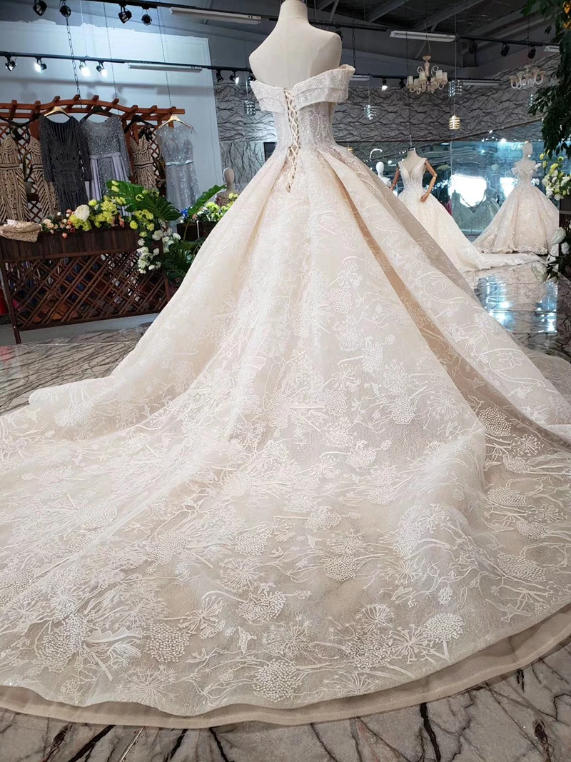 LS20410 Милое Свадебное платье с свадебная фата, кружевная ручная работа шампанского свадебное платье свадьба платье vestido de casamento
