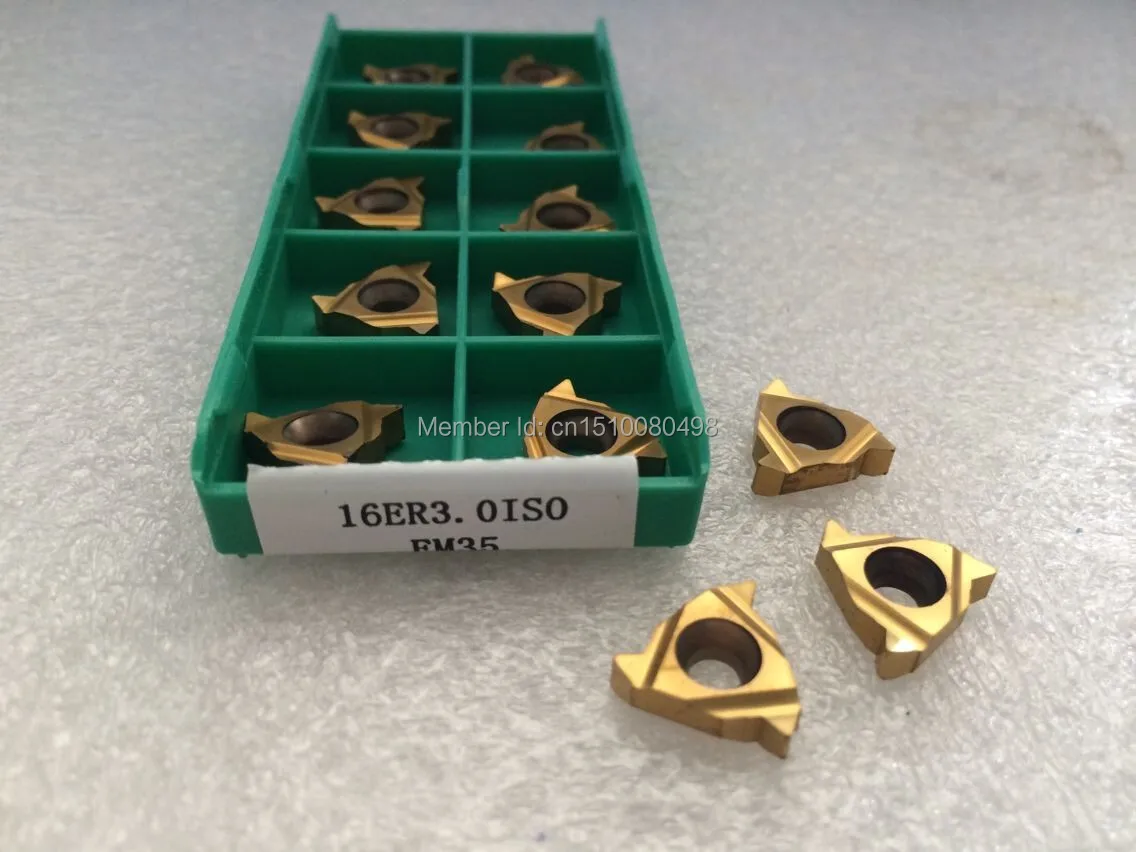 10pcs 16ER3.0ISO Indexable Tungsten Carbide Threading Lathe Inserts for