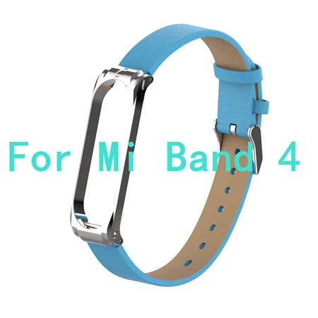 Blue For Band 4 Кожаный ремешок mi Band 4 для Xiaomi mi Band 4 mi band 4 умный Браслет Анти-потеря спортивный браслет mi Band 3 ремешок умные аксессуары - Цвет: Blue For Band 4
