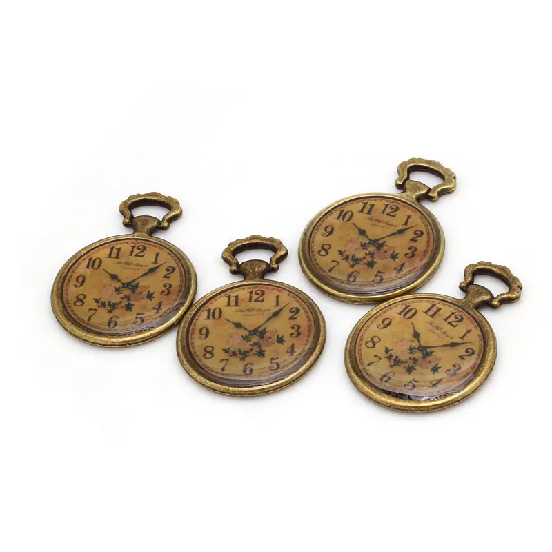 

Antique Brass Metal Zinc Alloy Enamel Clock Charms Diy Jewelry Pendant Charms Making 10pcs/lot 25*35mm C8501
