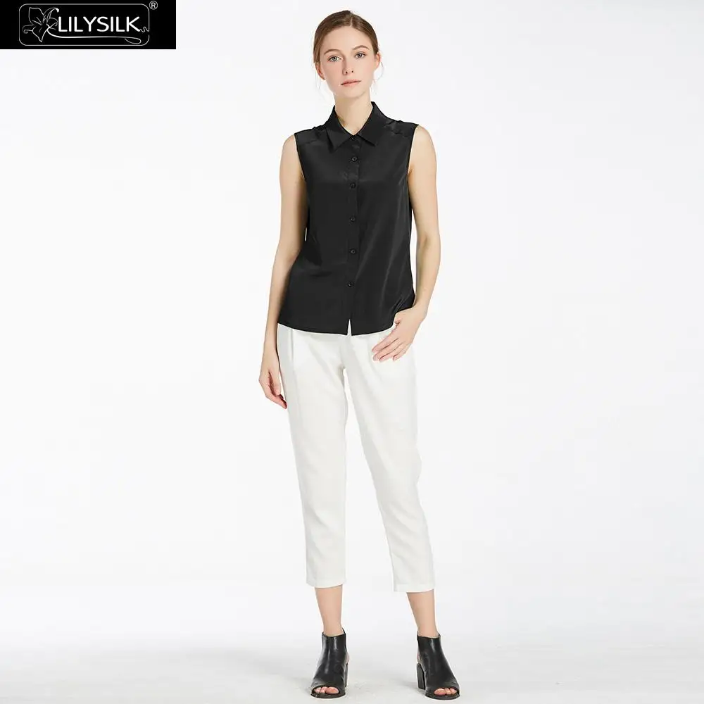 LilySilk блузка рубашка женская тутового шелка 18 мм наклонная линия плеча элегантные топы для леди распродажа