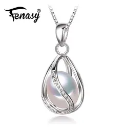 FENASY ювелирные изделия из жемчуга, 100% натуральный жемчуг кулон ожерелье, модный стиль натуральный пресноводный жемчуг Серебряное ожерелье