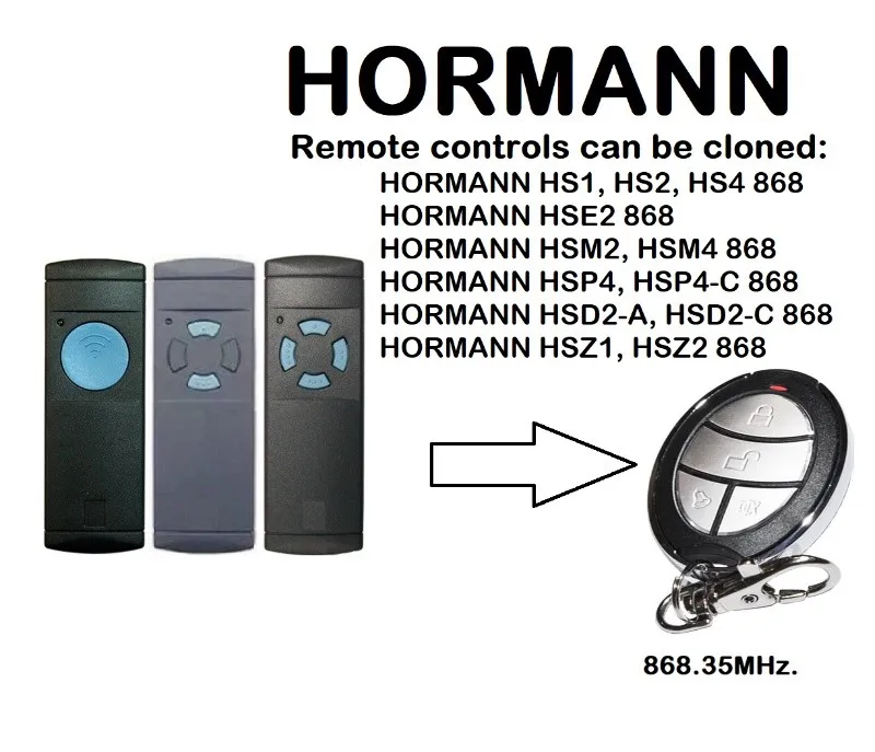 

HORMANN HS1, HS2, HS4 868 Universal Remote Control Duplicator 868.35MHz