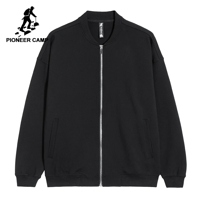 

Pioneer camp new jacket coat men brand clothing casual loose solid jacket male quality soft stretch outerwear black AJK802272