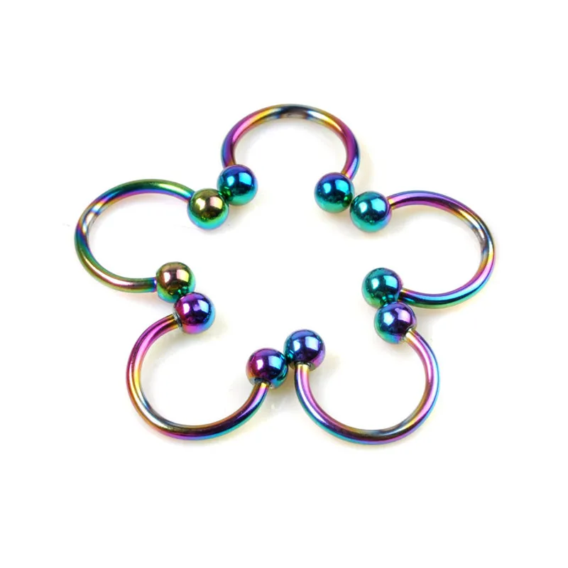 

5pcs Colorful Titanium Steel Horseshoe Bars Curved Rings Nose Lip Eyebrow Nipple Circular Piercing Body Jewelry Wholesale