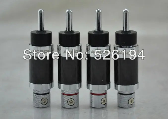 Free Shipping 4 pieces ACROLINK CF 202 Rhodium Plated Banana Plug Carbon Fiber font b Speaker