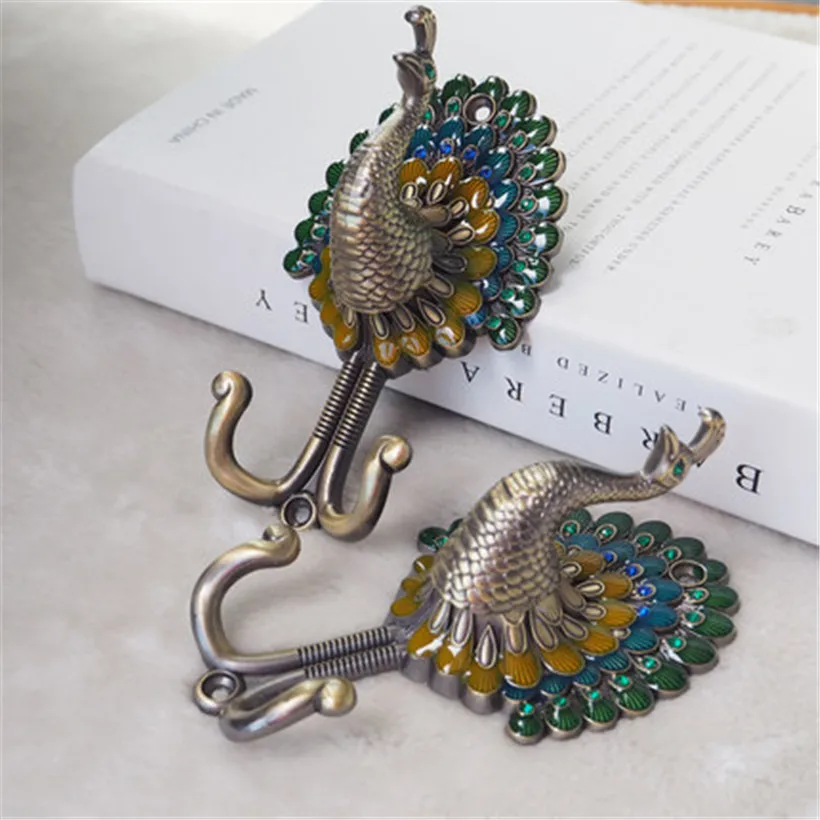 

NEW Colorful Peacock Wall Hooks Alloy Curtain Tie Back Ball Tieback Holders Hat Coat Robe Hanger Home Decoration