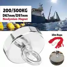 Мощный 200 кг/500 кг Неодимовый Восстанавливающий магнит с 10 м веревкой из металла, для охоты за сокровищами, магнитный материал, рыболовная база для глубоководных спасательных работ