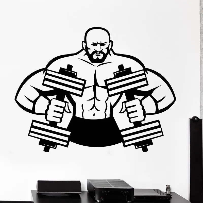 

Gym Sticker Dumbbell Fitness Decal Body-building Posters Vinyl Wall Decals Pegatina Quadro Parede Decor Mural Gym Sticker