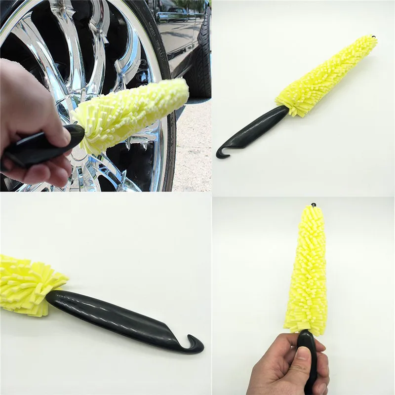 1pc Car Wheel Brush Plastic Handle Vehicle Cleaning Brush Wheel Rims
