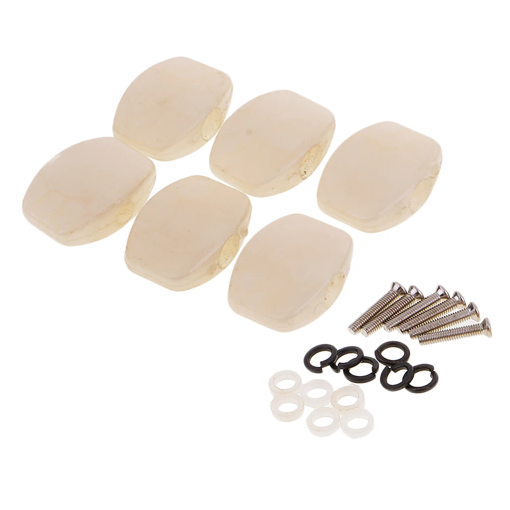 6 Pieces Plastic White Pearl Guitar Tuning Pegs Buttons Keys Tuners Machine Heads