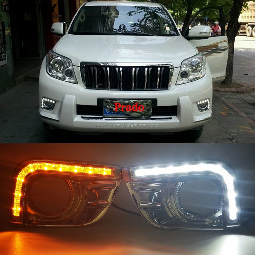 

Car Flashing 2PCS For Land Cruiser 2700 For Toyota Prado FJ150 LC150 2010 2011 2013 DRL Daytime Running Light With Turn Signal