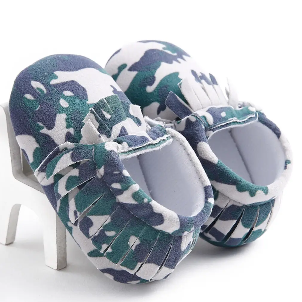 Новое поступление; детская обувь для новорожденных девочек с бахромой и мягкой подошвой; нескользящая детская коляска; Кроссовки для новорожденных; милая эластичная обувь - Цвет: Армейский зеленый