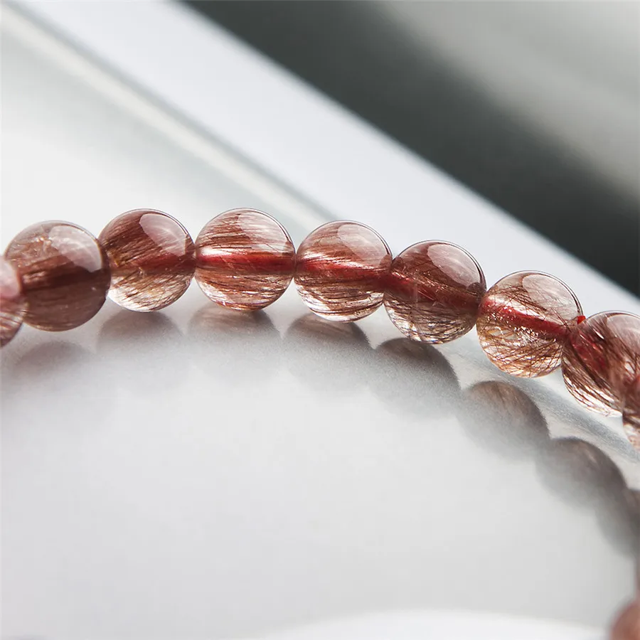 9 мм бразильские натуральные красные Rutilated кварцевые хрустальные прозрачные