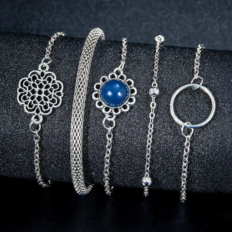 

Fashion Trendy Bracelet Sets for Women Pulseras Mujer Link Rope Chain Bead Tassel Geometry Bohemian Jewelry Bracelets Set