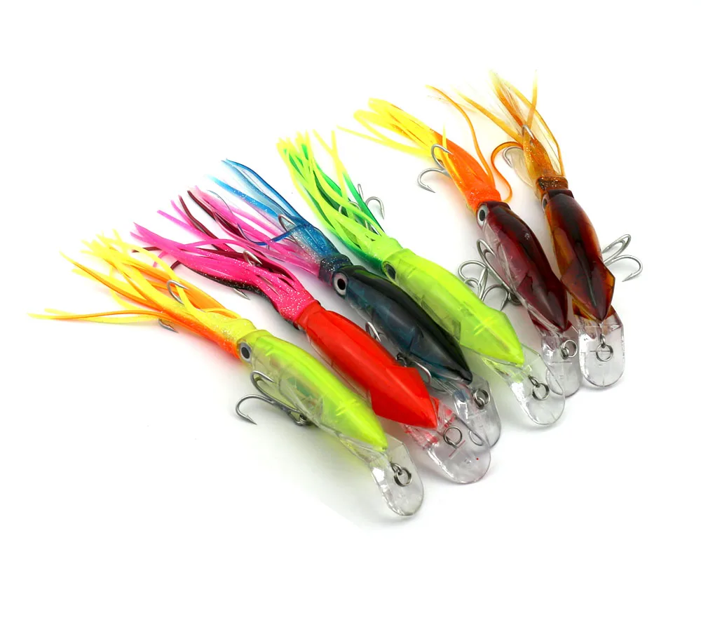 

Hot Sale 6pcs Artificial Octopus Fishing Lure 14cm 40g Buzzbait Treble Hook 3D Eyes Swimbait Sea Fishing Tackle Accessories