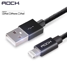 ROCK Metal MFI сертифицированный Освещение Usb-кабель для iPhone 5 SE 6 6s плюс iPad Нейлоновая Оплетка Волокна быстрой зарядки iPhone Кабель USB