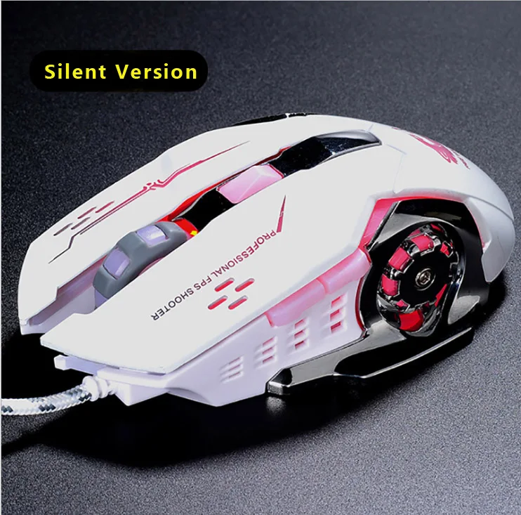 Профессиональная Проводная игровая мышь, 7 кнопок, 4000 dpi, светодиодный, оптическая, USB, компьютерная мышь, геймерские мыши, игровая мышь, бесшумная мышь для ПК, ноутбука - Цвет: White