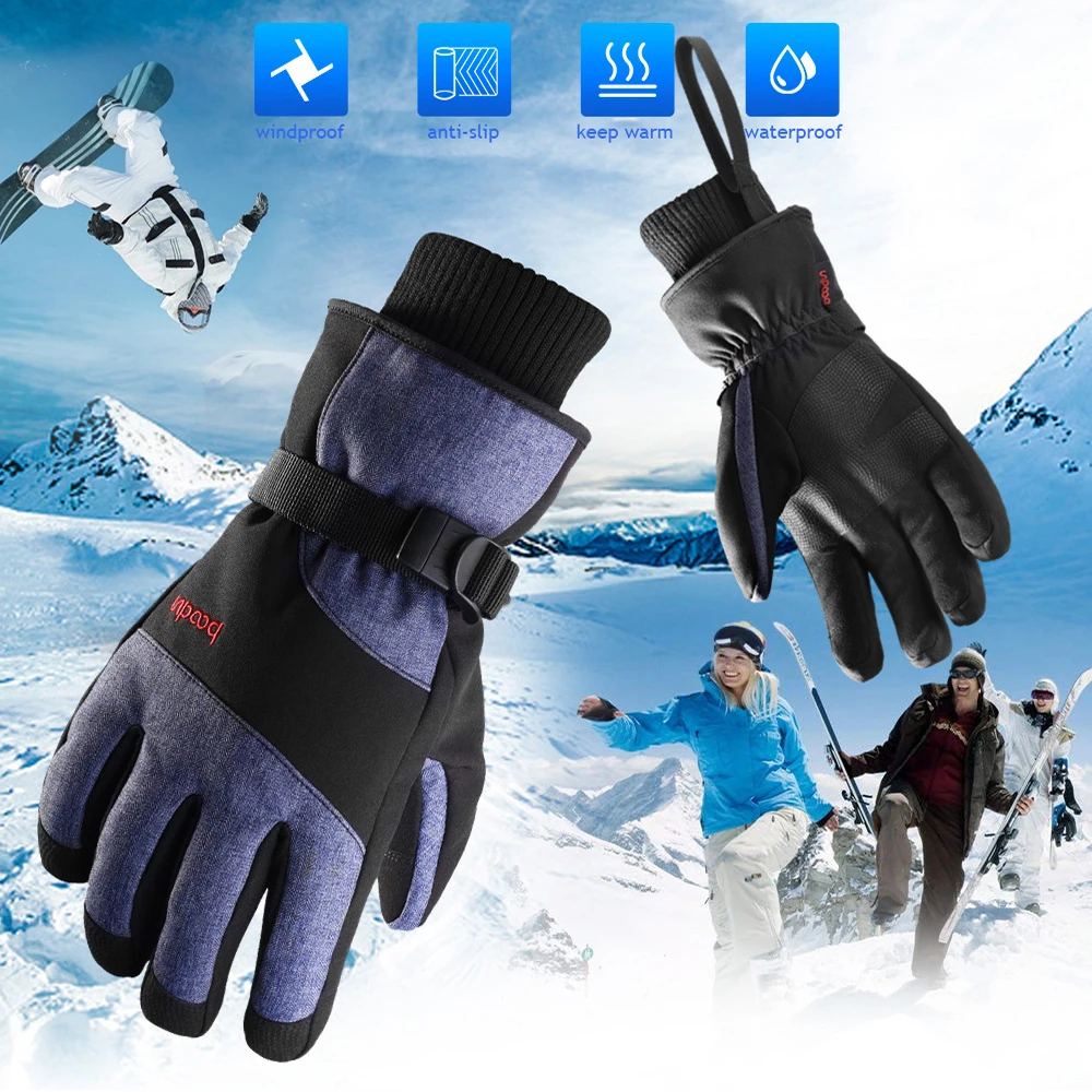 

-30 Celsius Cold-resistant Men Women Snowboard Ski Gloves Winter Warm Skiing Gloves Windproof Waterproof Unisex Long Cuff Gloves