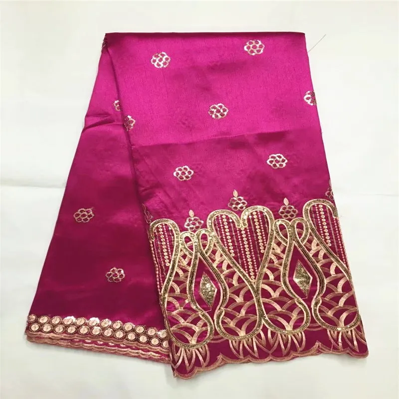

2018 Free Shipping Fushia Pink African George lace Fabric Popular Design French George Fabric With Sequins for party ZGL7-3