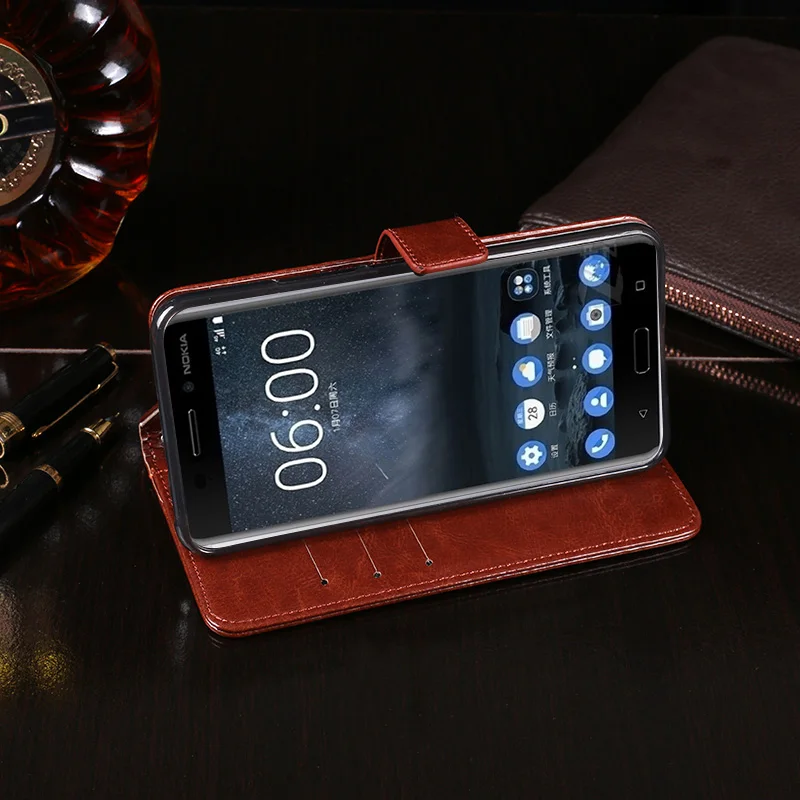 Itgoogo для Nokia 6 чехол Роскошный кожаный флип защитный телефона задняя крышка