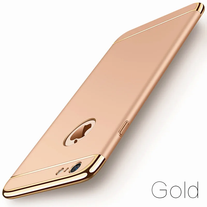 Роскошные золотые Жесткий Чехол для iPhone 7 6 6s 5 5S SE X задняя крышка Xs Max XR Съемный 3 в 1 Fundas чехол для iPhone 8 7 6 6s плюс сумка