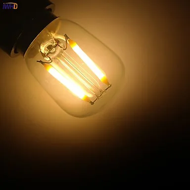 IWHD Mimi E14 нити светодиодный Эдисон лампы 2 Вт Bombillas COB декоративная Винтаж подвесной светильник в стиле ретро индикатор холодильник с накатанной головкой лампы