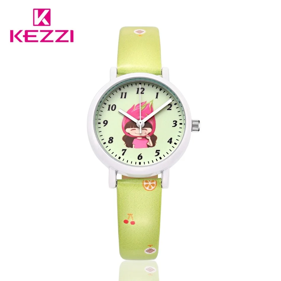 

Design Children's DAY Gift Children waterproof Kezzi Cartoon Watch  Summer Fruit Leather Quartz Watches Durable JAPAN Movement