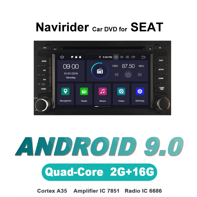 Flash Deal Navirider GPS Android 9.0 bluetooth stereo 4-Core 8-Core car DVD player for SEAT LEON 2014 head unit autoradio accessories 1